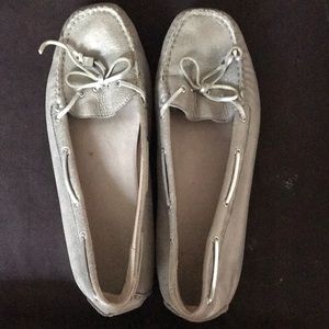 Michael kors leather silver shoes